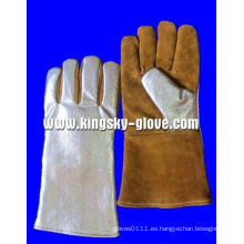 Golden Cow Split Leather Aluminium Foil Welding Work Glove-6700